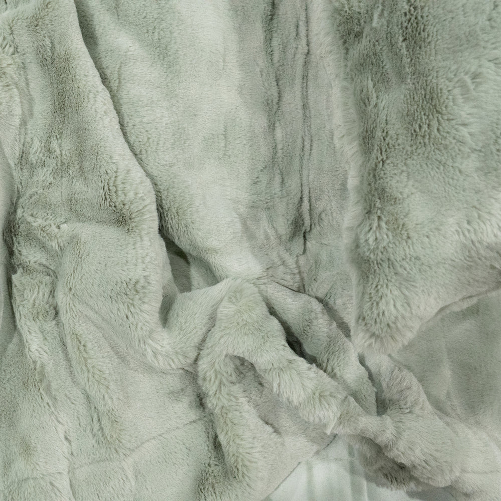 Faux fur short pile throw - Sage