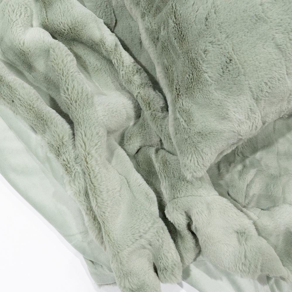 Faux fur short pile throw - Sage