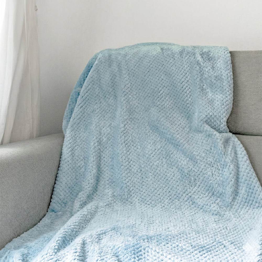 Jeté Kozy texturé - Bleu pâle