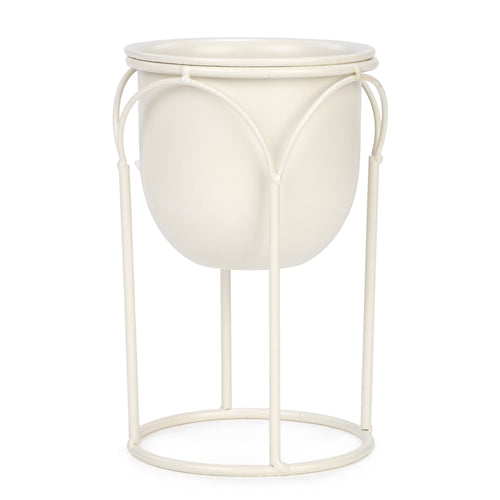 Cache-pot sur pied - Crème||Flowerpot on stand - Cream