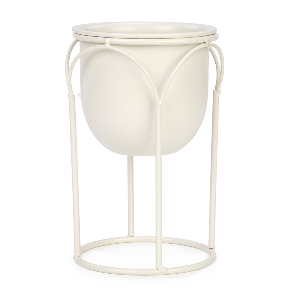 Cache-pot sur pied - Crème||Flowerpot on stand - Cream