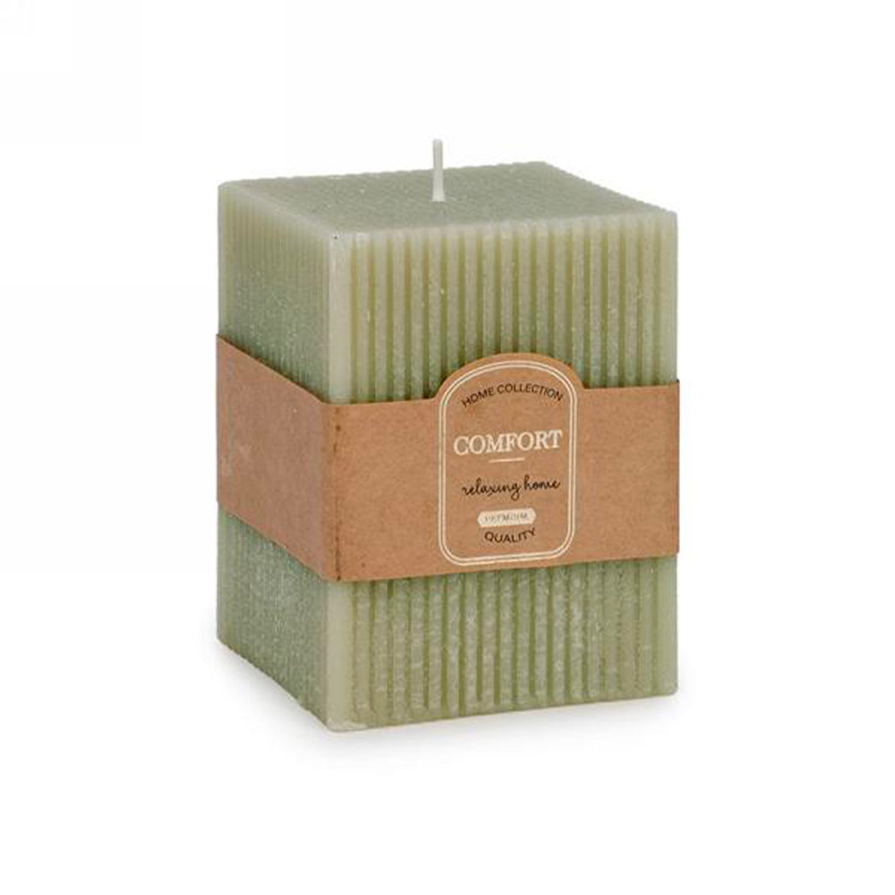 Chandelle carrée striée - Comfort vert||Square ribbed candle - Comfort green