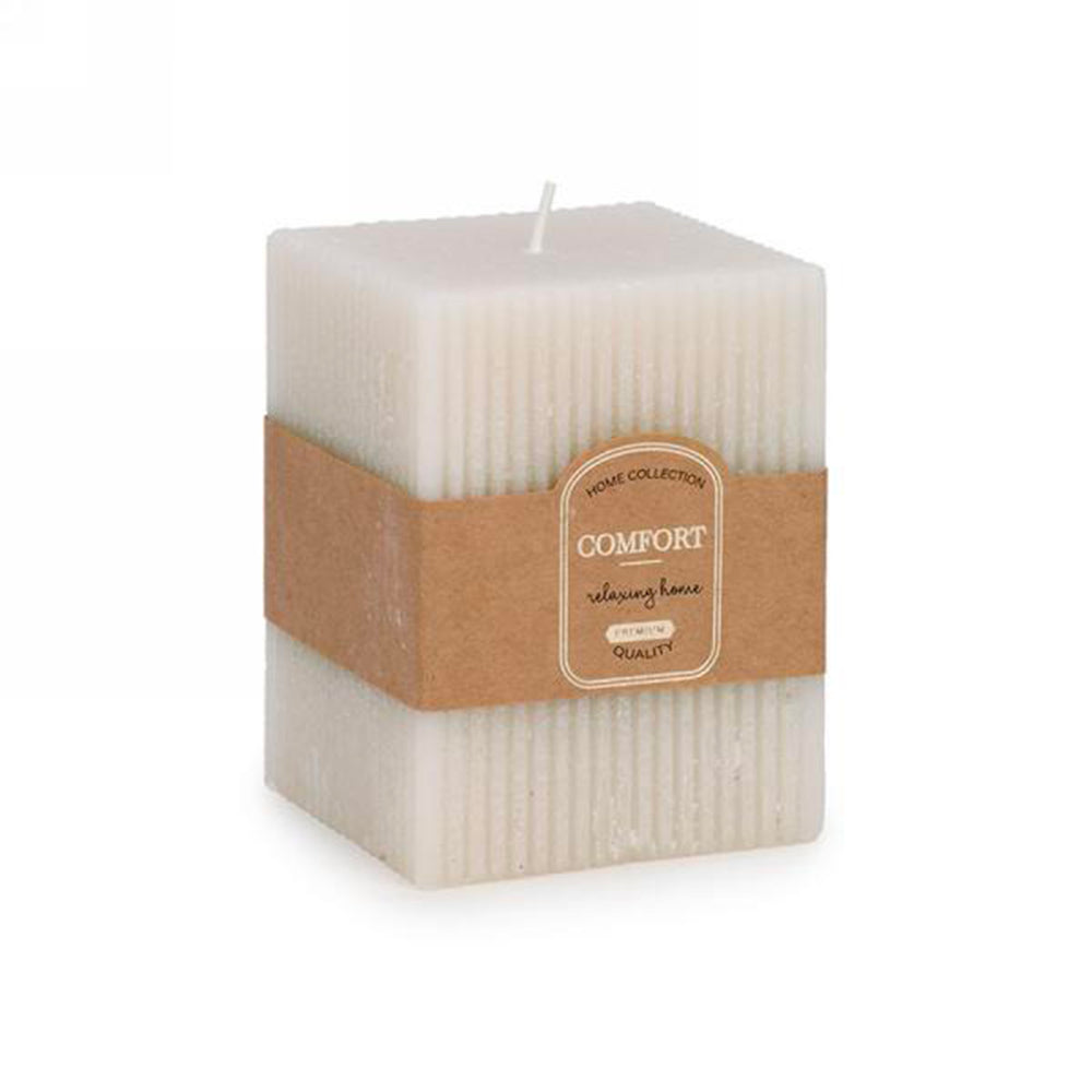 Chandelle carrée striée - Comfort crème||Square ribbed candle - Comfort cream
