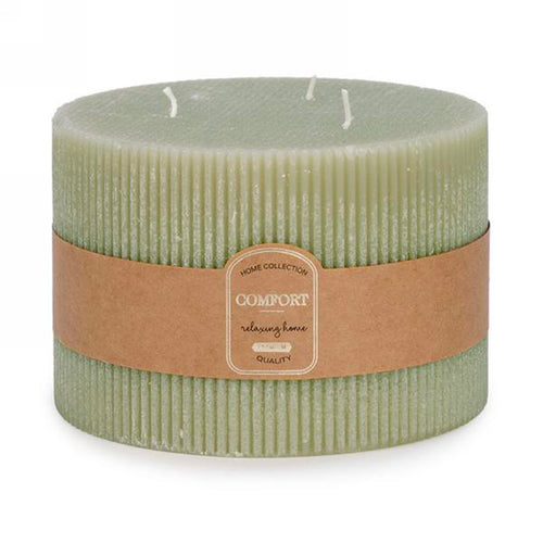 Chandelle 3 mèches striée - Comfort vert||3-wick ribbed candle - Comfort green