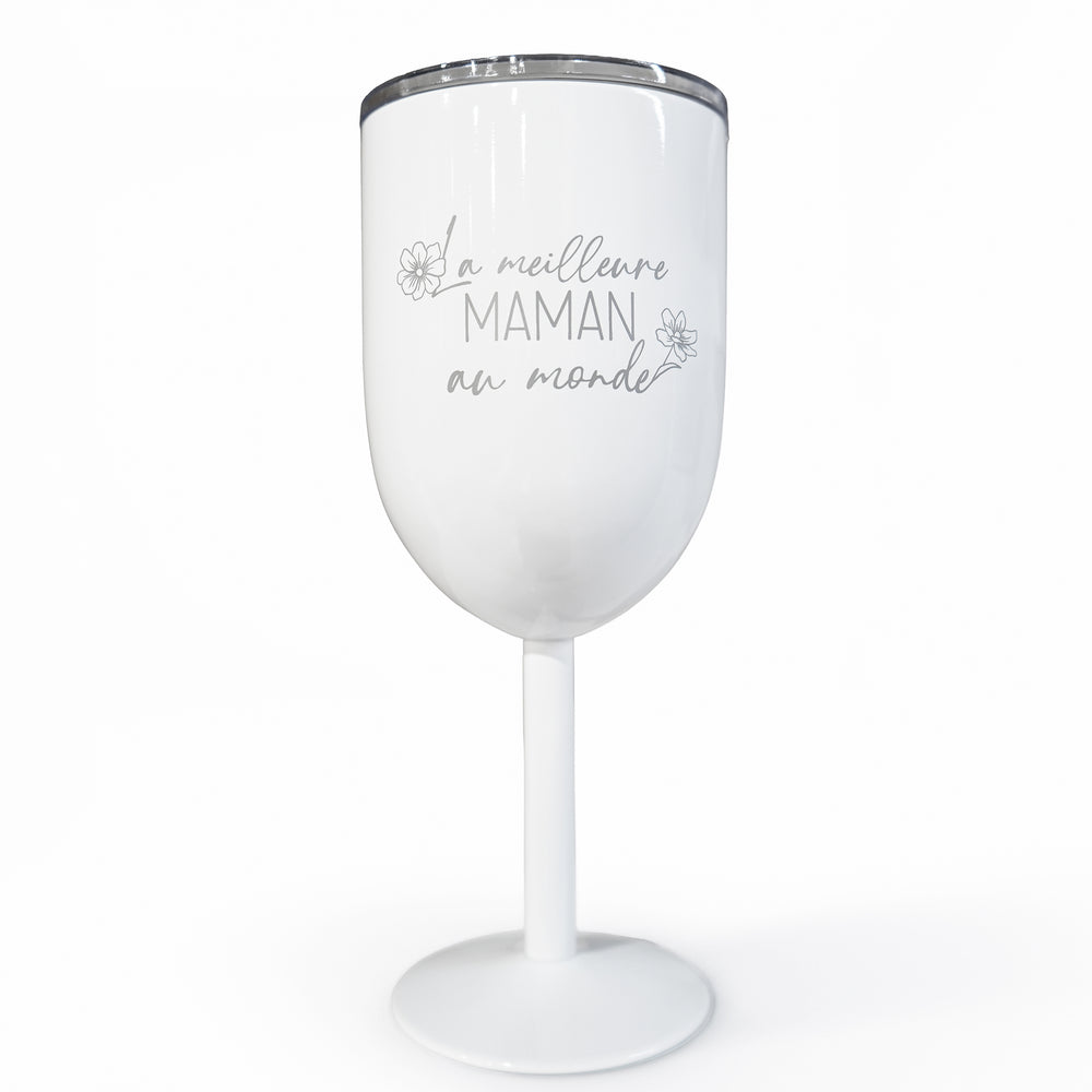 Verre à vin isotherme blanc - Meilleure maman au monde