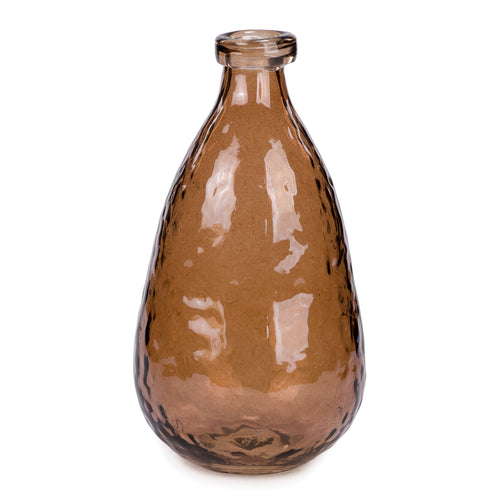 Vase texturé en verre - Brun||Textured glass vase - Brown