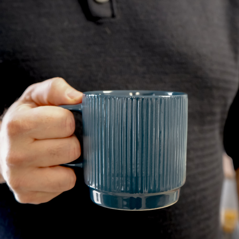 Striped & stackable mug - Blue