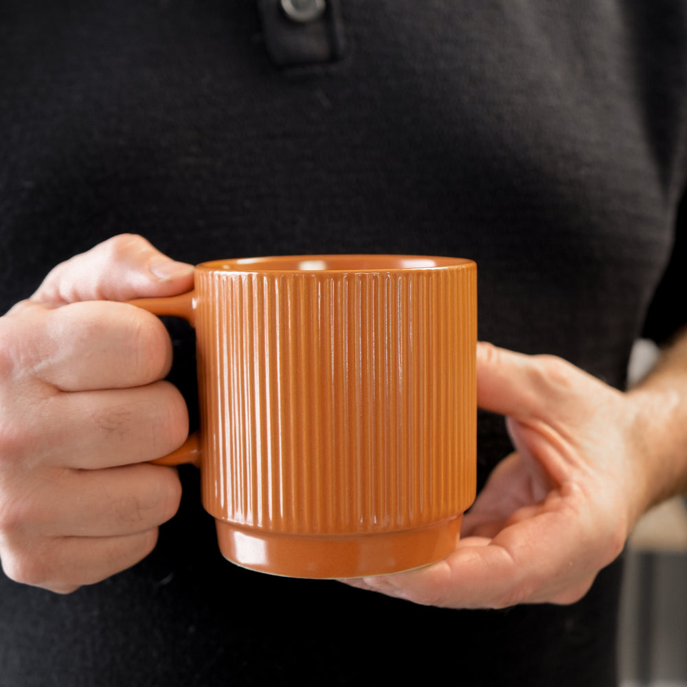 Striped & stackable mug - Rusty