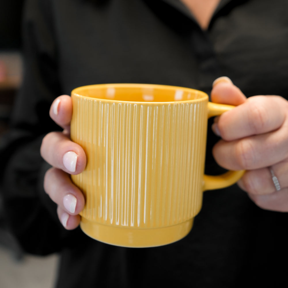 Striped & stackable mug - Yellow