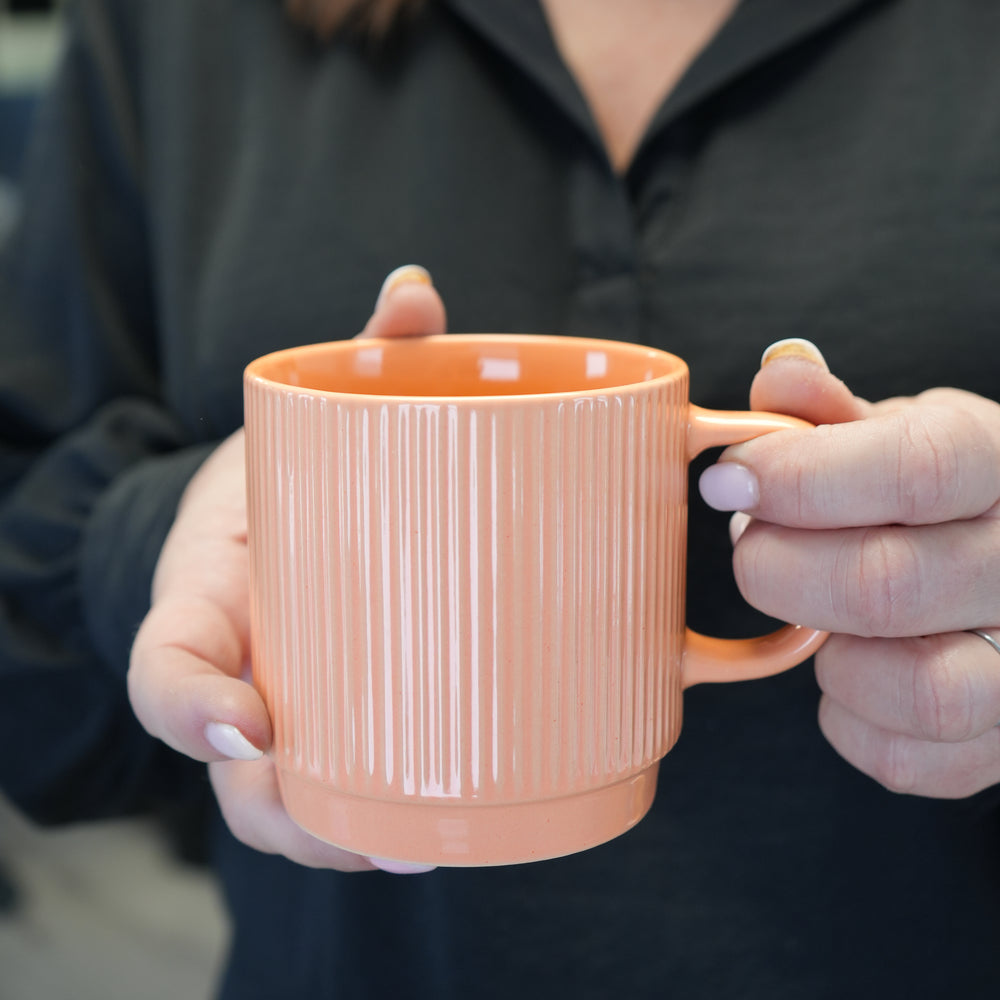 Striped & stackable mug - Pink