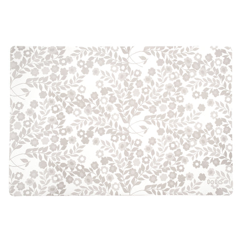 Napperon antidérapant fleurs grises - Blanc