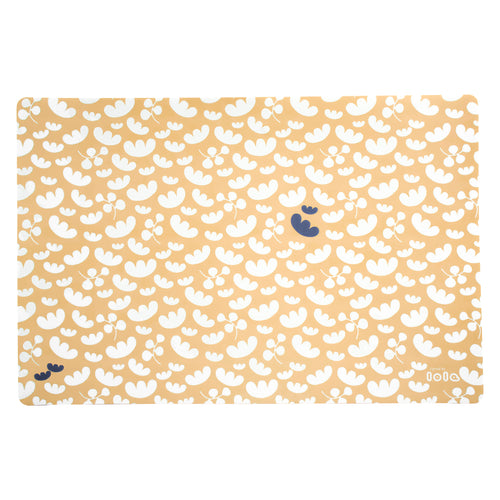 Napperon antidérapant fleurs blanches - Orange