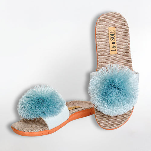 Sandales à pompon - Bleue||Pompon sandals - Blue