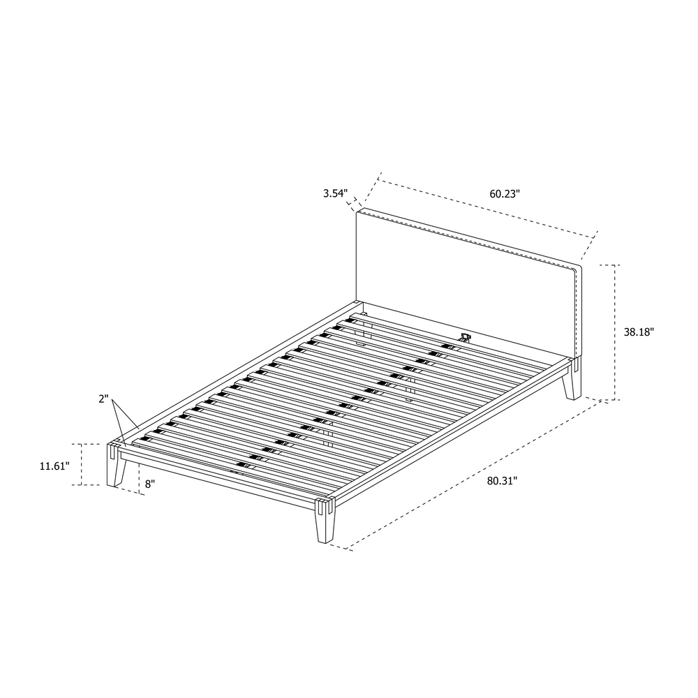 Lit Double sans outils greige - Luna