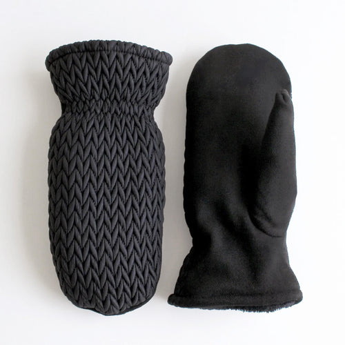 Mitaines noires matelassées - Chevrons