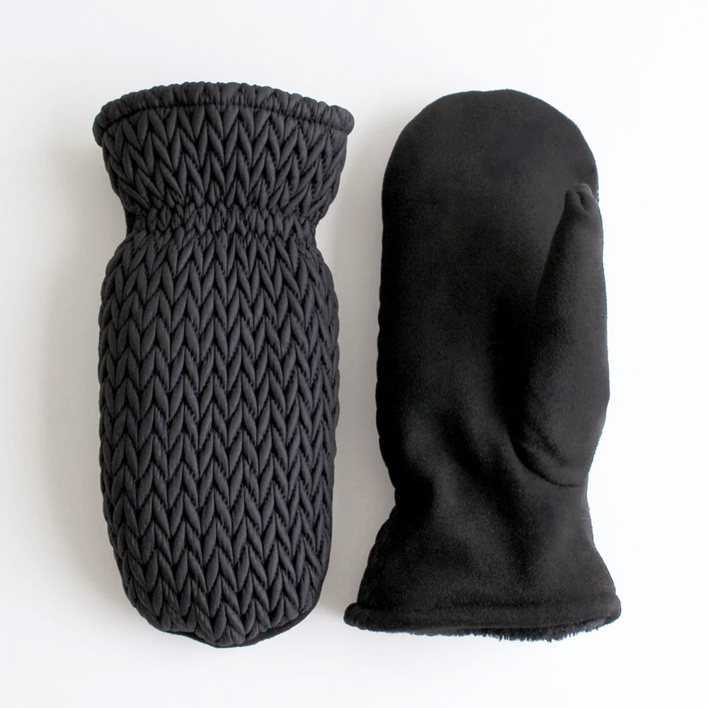 Quilted Black Mittens - Chevrons