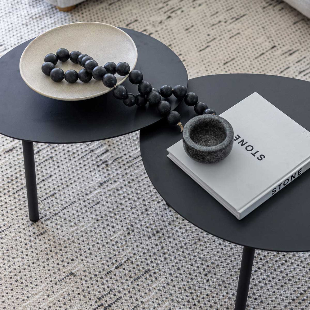 Ensemble de 2 tables de salon noirs - Malibu