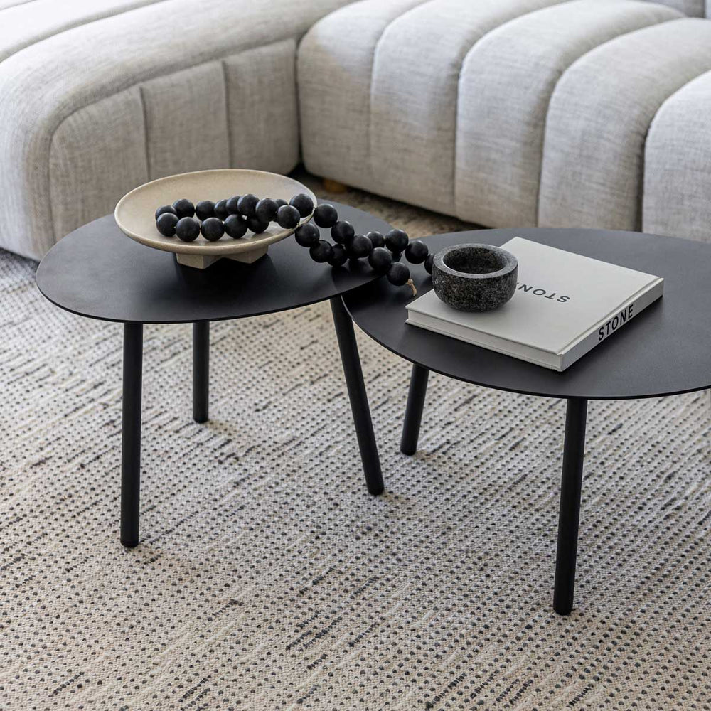 Ensemble de 2 tables de salon noirs - Malibu