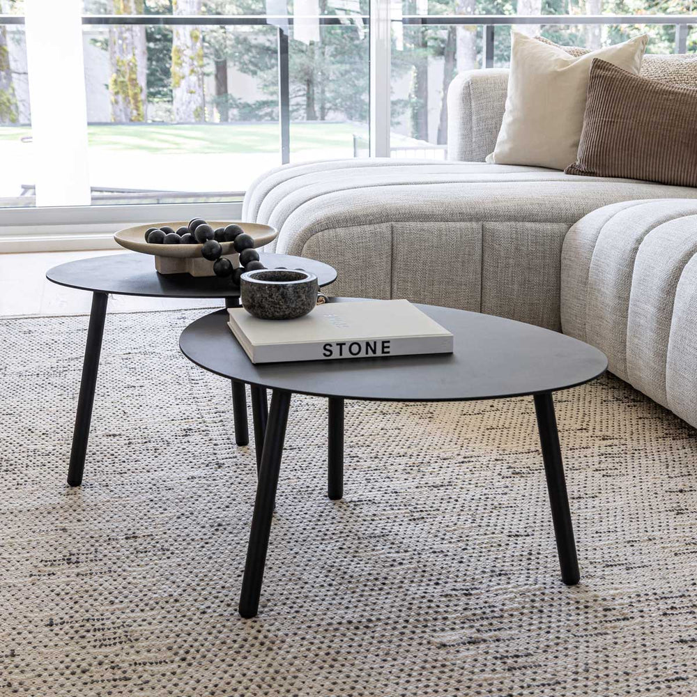 Ensemble de 2 tables de salon noirs - Malibu