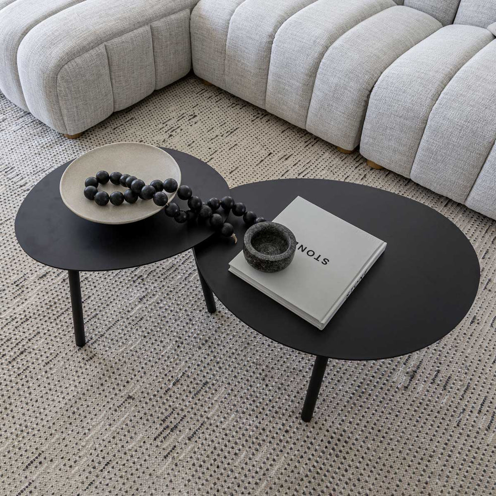 Ensemble de 2 tables de salon noirs - Malibu