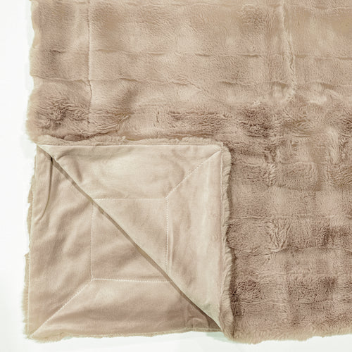 Jeté fausse fourrure poils courts - Taupe