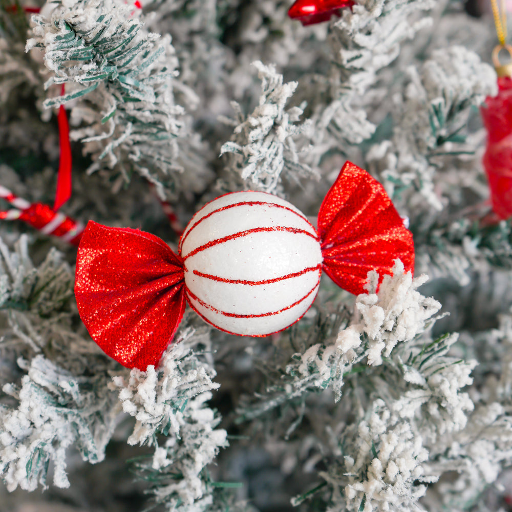 Ornement bonbon - Rouge et blanc