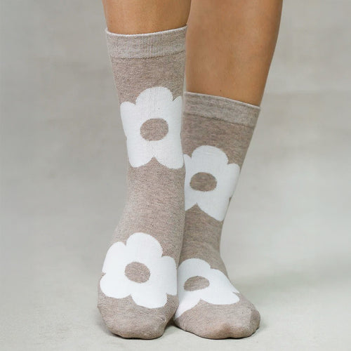 Bas avec motifs de fleur - Brun