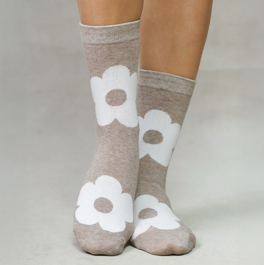 Bas avec motifs de fleur - Brun