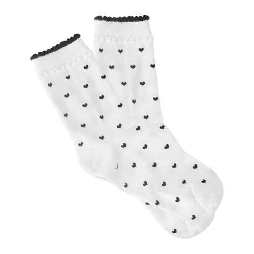 Bas blanc - Coeurs noirs