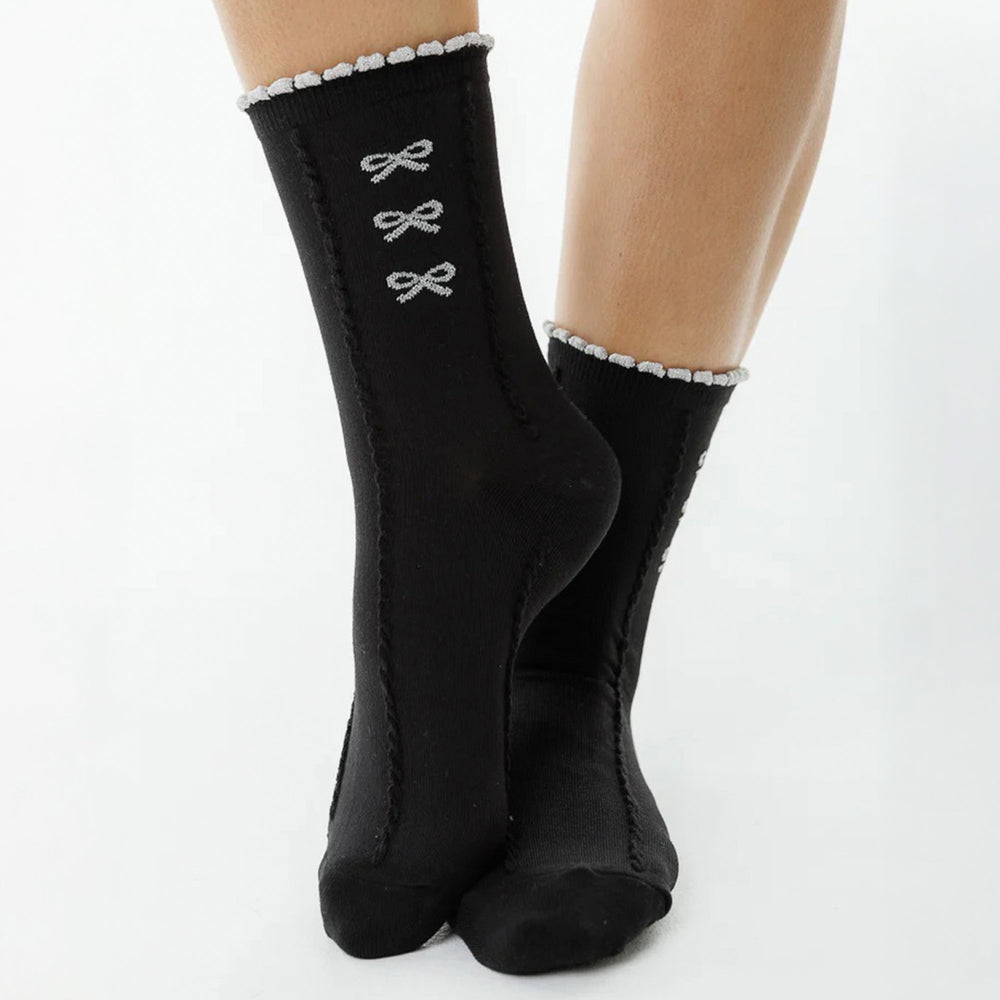 Bas avec boucles blanches - Noir