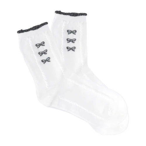 Bas avec boucles noires - Blanc