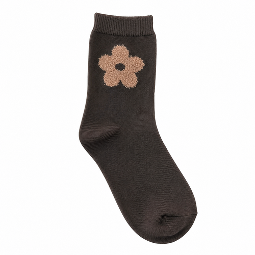 Pale brown socks with flower