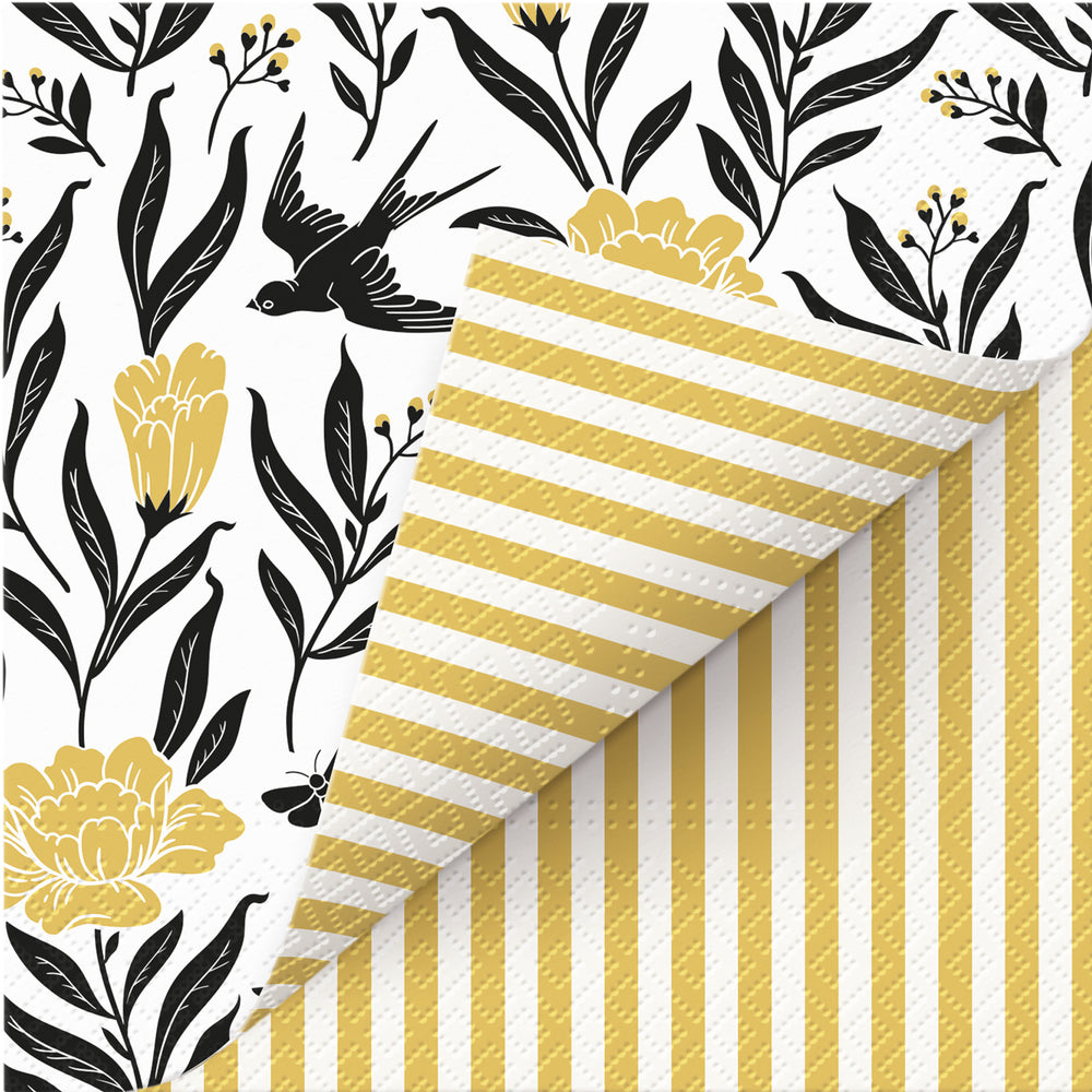 Serviettes de table réversible - Fleurs & ligné||Reversible napkins - Floral & lined
