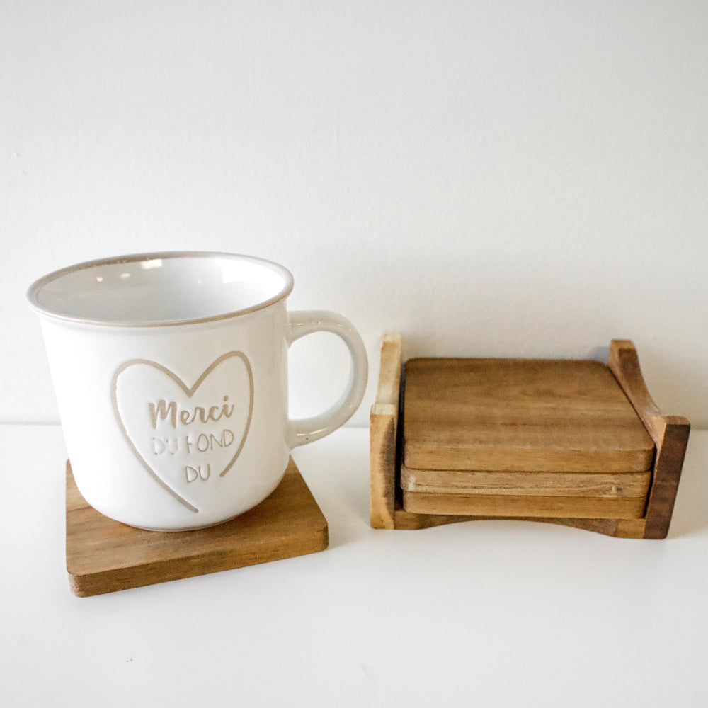 Set of 4 square coasters - Acacia wood