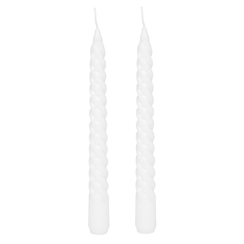 Set of 2 twisted candles - White