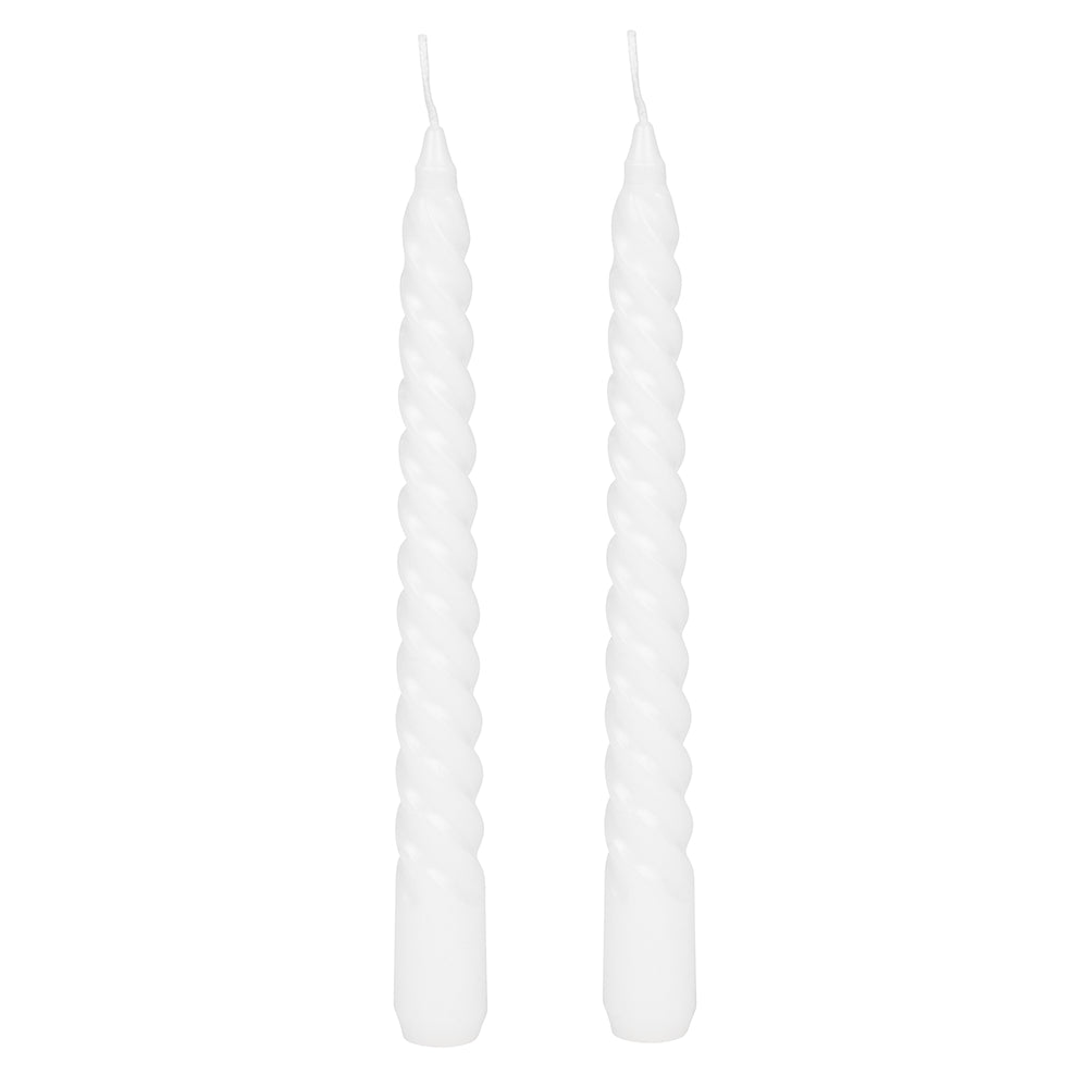 Set of 2 twisted candles - White