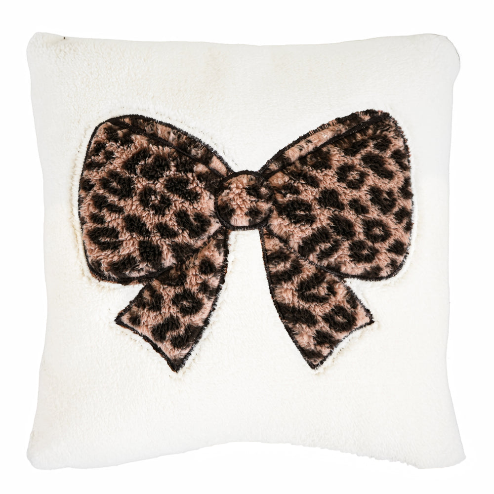 Sherpa cushion - Leopard bow