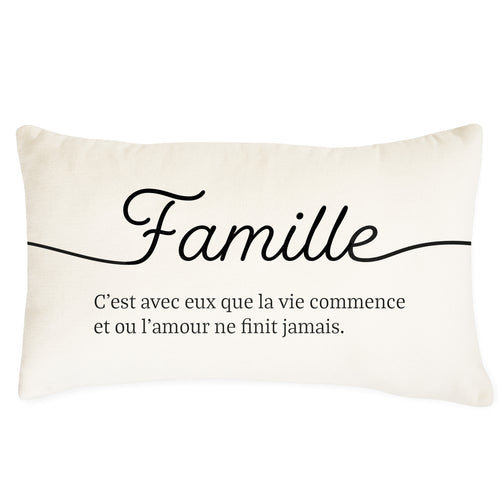 Coussin rectangle en chenille doux - Famille