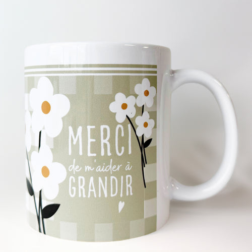 Tasse à texte verte sauge - Merci