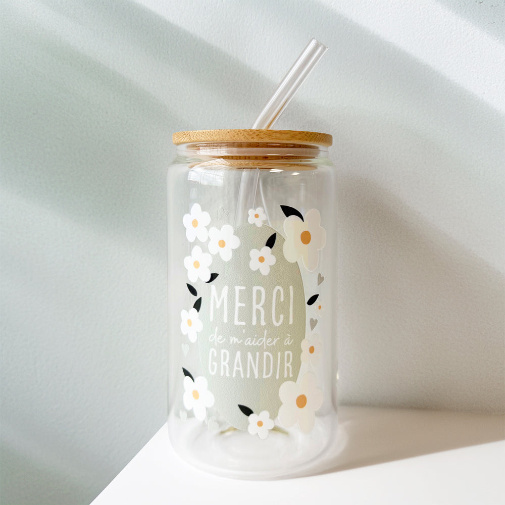 Verre à paille - Merci de m'aider à grandir