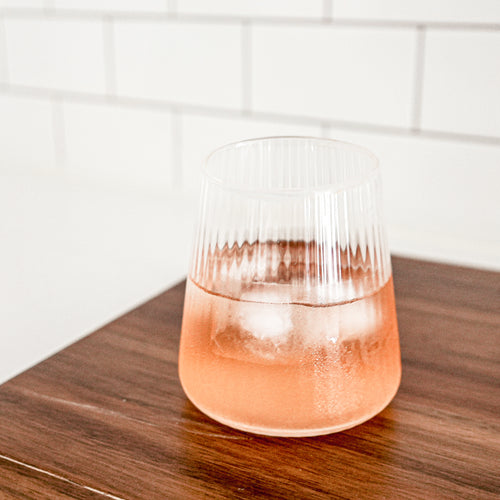 Set of striated wine glasses (2) - Stemless