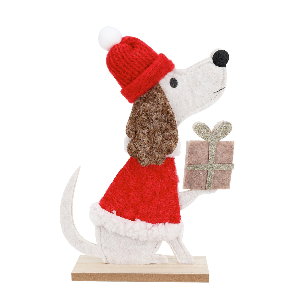 Sitting Christmas Dog with Gifts