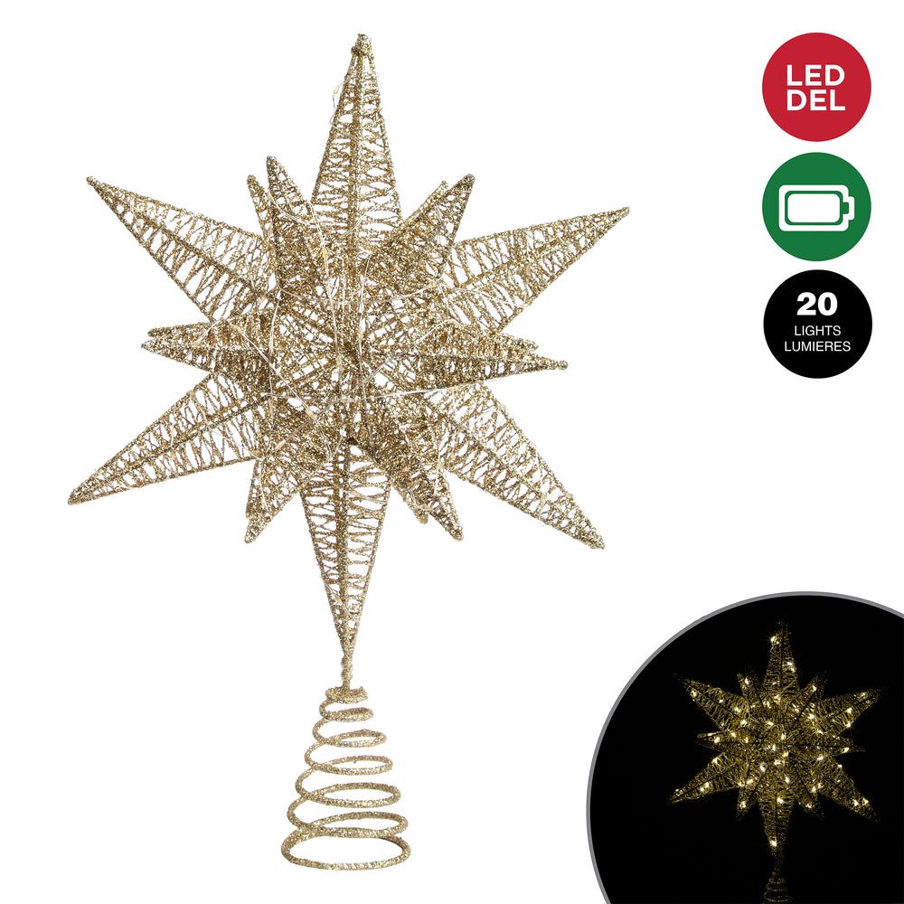 Illuminated tree-top star - Gold