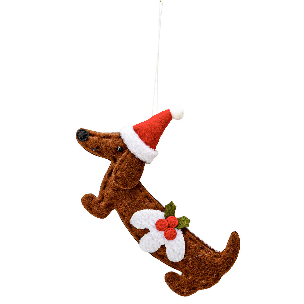 Dachshund ornament - Christmas hat