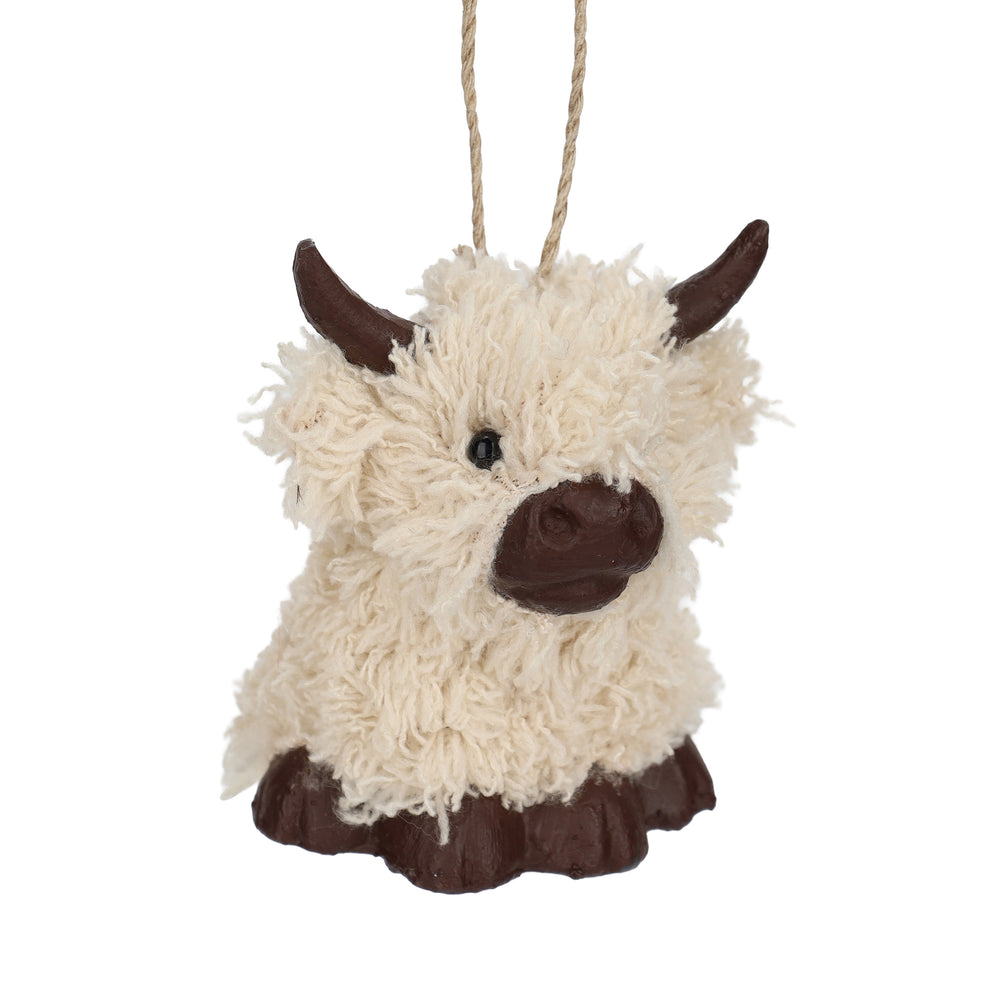 Ornement vache Highland - Beige