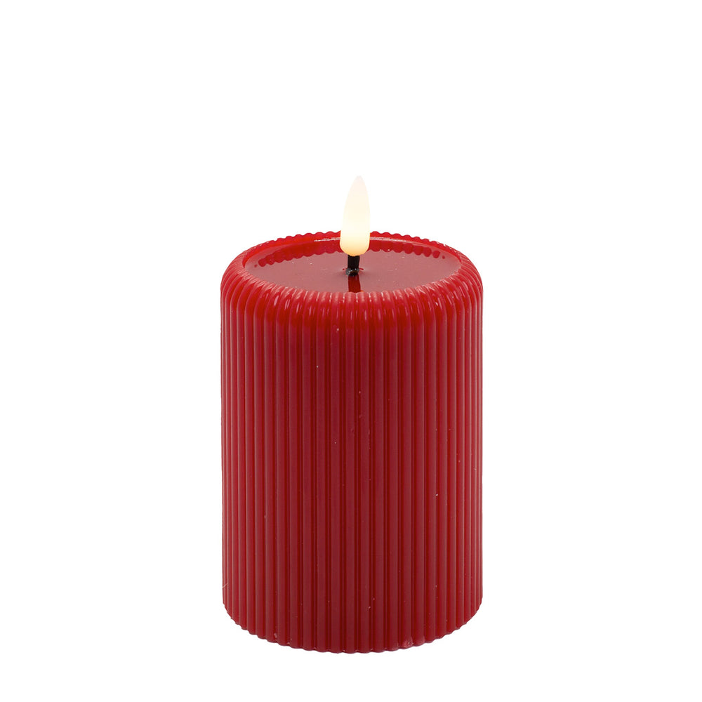 Red ribbed LED pillar - Small