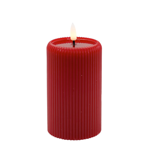 Red ribbed LED Pillar - Large