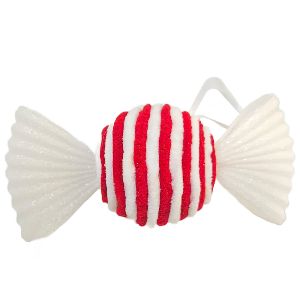 Ornement bonbon - Blanc & rouge