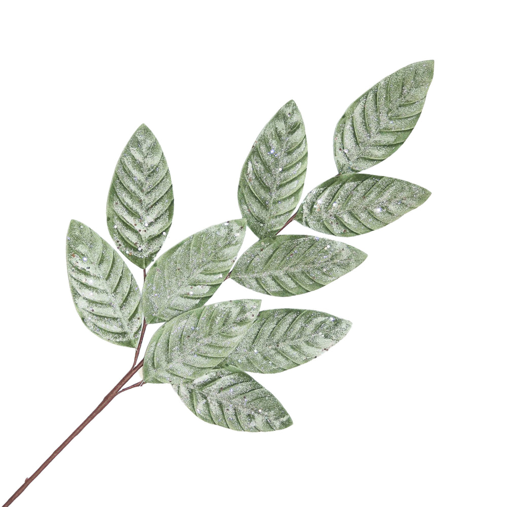 Tige de feuilles givrées en velours