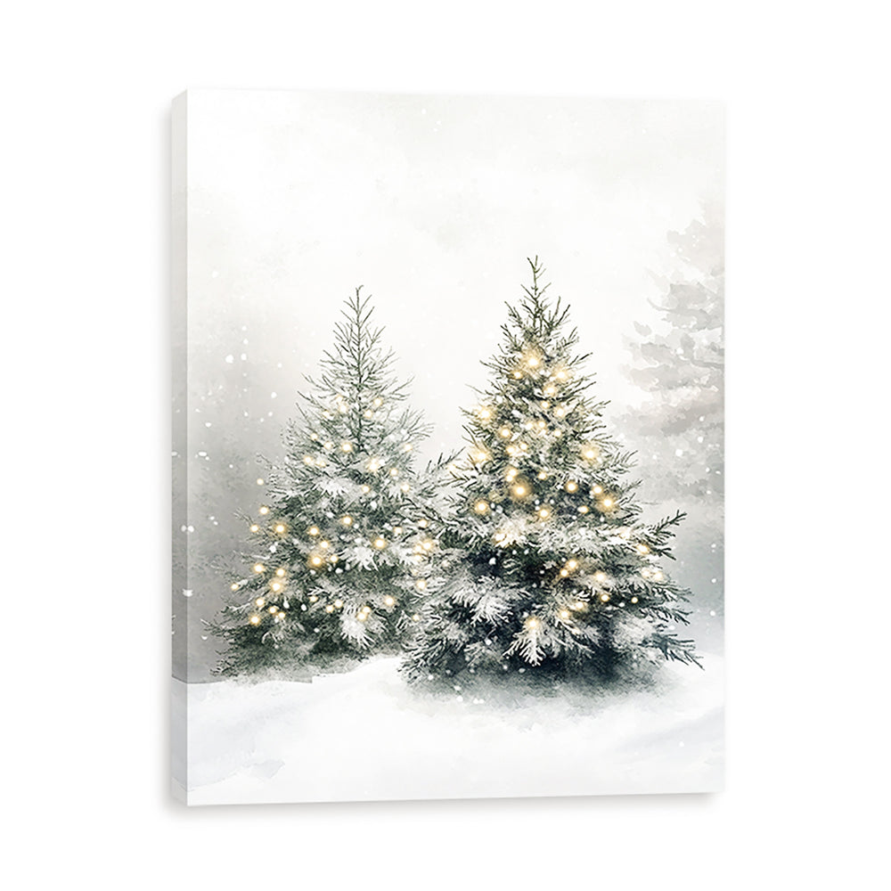 Lighted Canvas - Snow-Covered Fir Trees